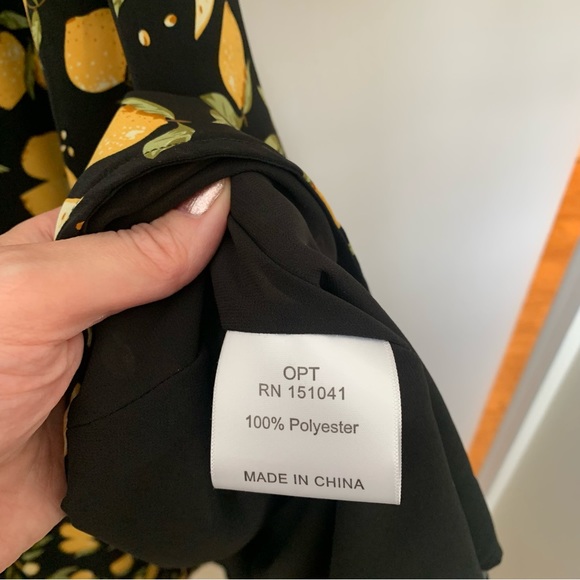 EUC O.P.T Smocked Midi Dress on Lemon Print - Picture 8 of 8